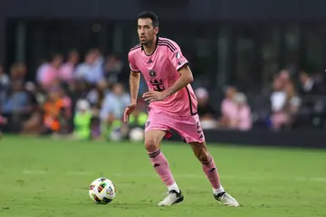Sergio Busquets of Inter Miami CF during the second half against the Orlando City SC at Chase Stadium on March 02, 2024, in Fort Lauderdale, Florida