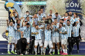 Argentina's players at the Maracana stadium