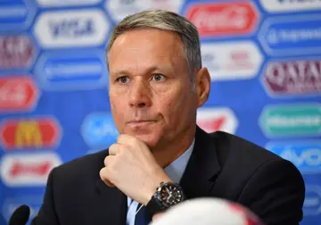 Marco van Basten looks on during a press conference