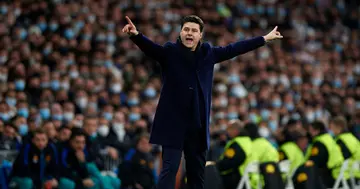 Mauricio Pochettino reacts during the UEFA Champions League Round Of Sixteen Leg Two match between Real Madrid and Paris Saint-Germain. (Photo by Silvestre Szpylma/Quality Sport Images/Getty Images)
