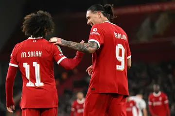 Mohamed Salah (left) and Darwin Nunez (right) could be fit for Sunday's League Cup final