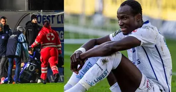 Raphael Dwamena collapses while playing for BW Linz. SOURCE: Twitter/ @ivanopokugh @footygh