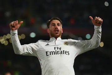 Sergio Ramos celebrates scoring a goal 