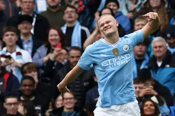 Erling Haaland scored in Manchester City's 5-1 win over Luton to go top of the Premier League