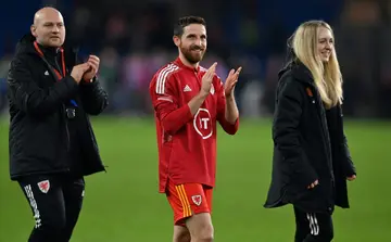 Hamstring injury: Wales midfielder Joe Allen (C)