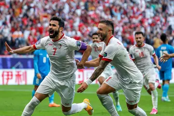 Ibrahim Hessar delivered a cutback from the left for Omar Khrbin (left) to score for Syria