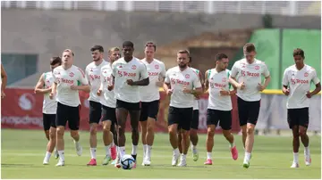 Manchester United players in action during a pre-season training session at UCSD in San Diego. Photo by Matthew Peters.