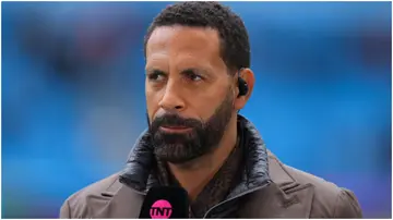 TNT Sports pundit Rio Ferdinand during the Premier League match between Manchester City and Everton FC at Etihad Stadium. Photo by James Gill - Danehouse.