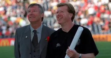 Ex-Man United boss Alex Ferguson with his former assistant manager Steve McLaren. Photo by Popperfoto.