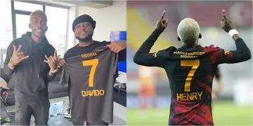 Football Meets Music As Super Eagles Star Gives Davido Club Jersey With His Name Written On It