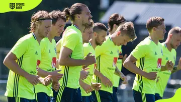 Swedish soccer players in national team training