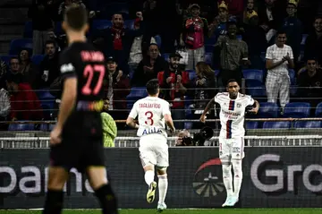 Brazilian forward Tete (R)  scored his fifth goal of the season for Lyon against Toulouse