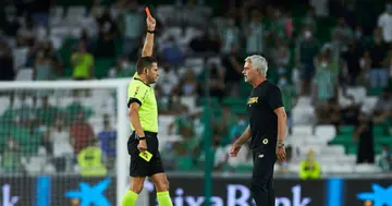 Roma boss Jose Mourinho sees the red card during the friendly football match played between Real Betis Balompie and AS Rome at Benito Villamarin stadium. (Photo By Joaquin Corchero/Europa Press via Getty Images)