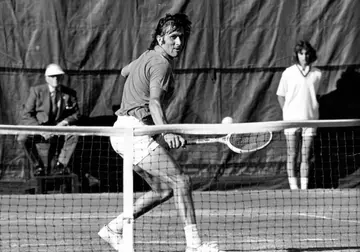 Ilie Nastase plays at the US Open Tennis Tournament in Forest Hills, circa September 1972