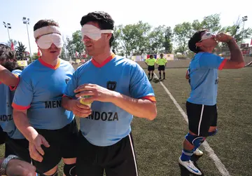 Who can play blind football?