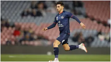 Joshua Cavallo in action during the Australia Cup Round of 32 match between the Newcastle Jets FC and Adelaide United FC. Photo by Ashley Feder.