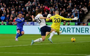 James Maddison (L) scored for Leicester  against Tottenham in February