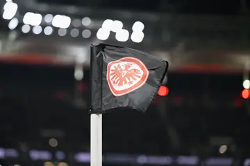 A corner flag of Eintracht Frankfurt is seen prior to the Bundesliga match against Borussia Mönchengladbach at Deutsche Bank Park on December 20, 2023