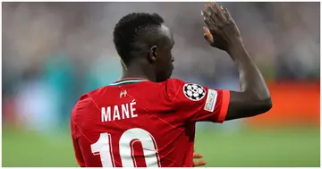 Sadio Mane waves following during the UEFA Champions League final match between Liverpool FC and Real Madrid at Stade de France. Photo by Catherine Ivill.