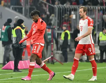 Bayern Munich's French winger Kingsley Coman (L) and English forward Harry Kane (R) are set to return from injury