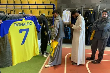 Fans queue for Ronaldo's number 7 jersey at the Saudi Al Nassr FC shop in Riyadh