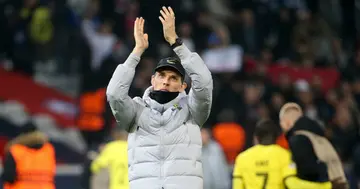 Thomas Tuchel celebrates the victory following the UEFA Champions League Round Of Sixteen Leg Two match between Lille OSC (LOSC) and Chelsea FC. (Photo by John Berry/Getty Images)