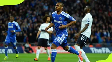 Chelsea's Florent Malouda celebrating at Wembley Stadium