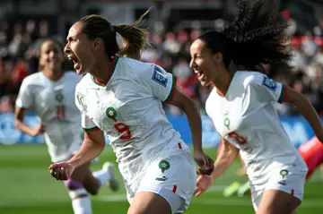 Ibtissam Jraidi celebrates scoring Morocco's winner against South Korea in Adelaide