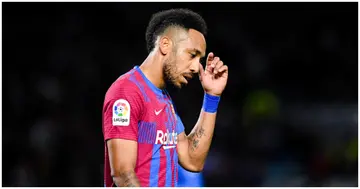 Pierre-Emerick Aubameyang looks on during the International football match between FC Barcelona and A-Leagues All Stars at Stadium Australia. Photo by Steven Markham.