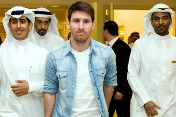 Messi during a visit to Saudi Arabia in 2012