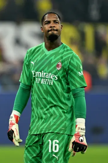 Maignan at the end of Milan's Champions League draw against Borussia Dortmund in Germany earlier this month