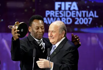 Pele pictured with then-FIFA president Sepp Blatter in 2007