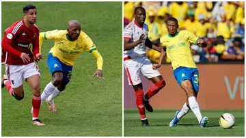 Mamelodi Sundowns defenders Khuliso Mudau and Mothobi Mvala in action in a past match. Photos: Phil Makagoe. 