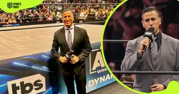 Justin Roberts pictured during one of the AEW events.
