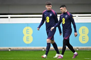 England's Phil Foden takes part in a training session at St George's Park