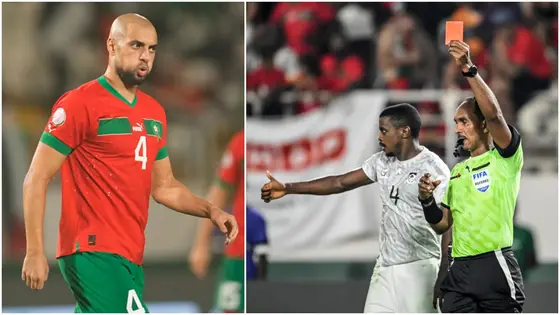 Sofyan Amrabat Sent Off Twice As South Africa Eliminate Morocco From AFCON 2023