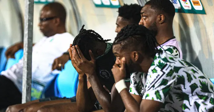 Nigeria football team after defeat to Tunisia. SOURCE: Twitter/ @goal
