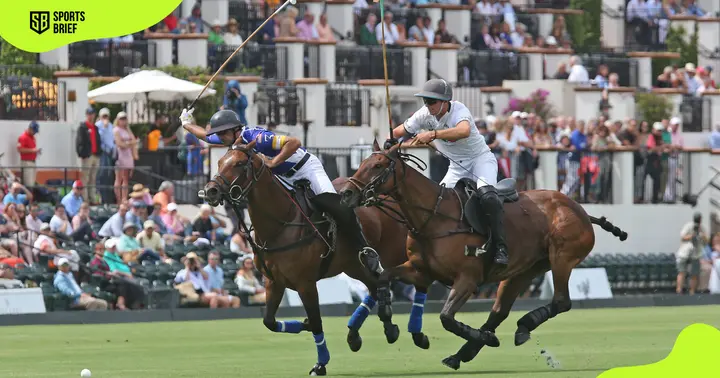 Arena polo players of Valiente and the Daily Racing Form compete during the U.S. Open Polo Championship Final match. 