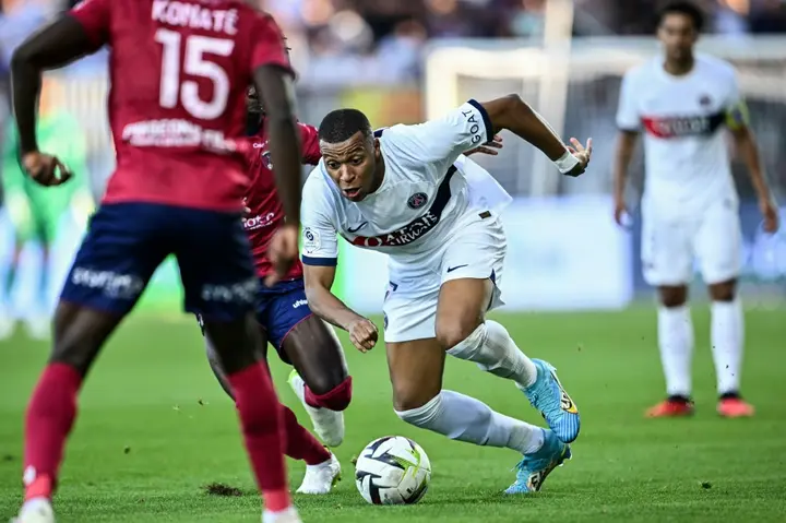 Kylian Mbappe in action for Paris Saint-Germain against Clermont in Ligue 1 on Saturday