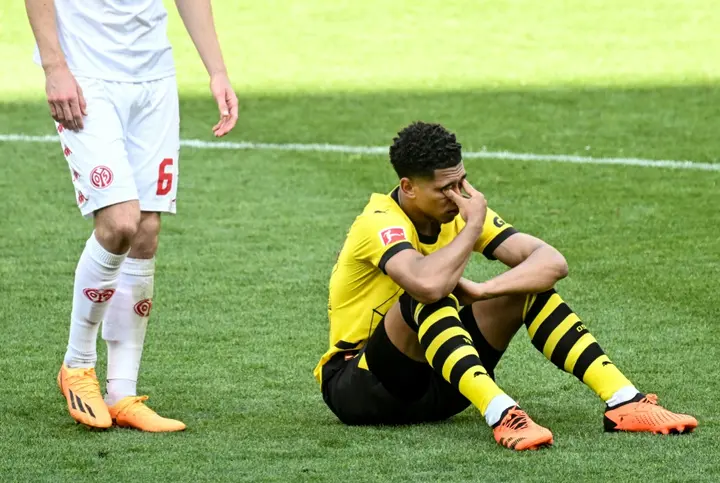Dortmund's English midfielder Jude Bellingham after his side missed out of the German title due to goal difference