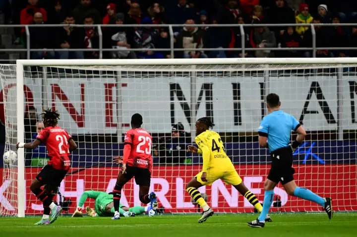 Jamie Bynoe-Gittens shot Dortmund into the lead against AC Milan