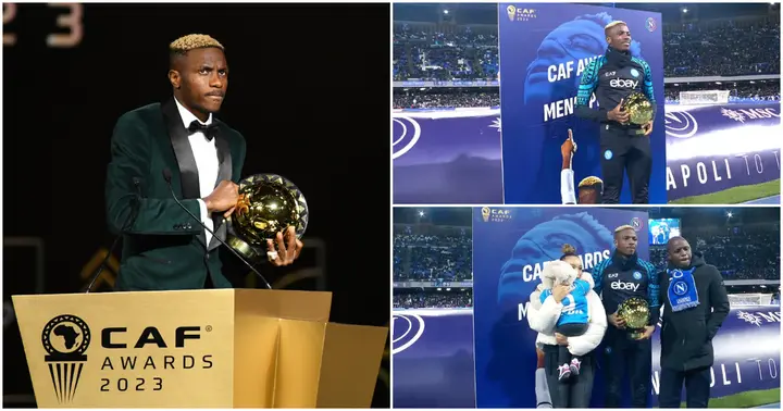 Victor Osimhen Presents CAF Player Of The Year Award To Napoli Fans ...