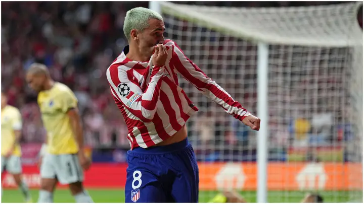 Antoine Griezmann celebrates after scoring during the UEFA Champions League Group B match between Atletico Madrid and FC Porto. Photo by Angel Martinez.
