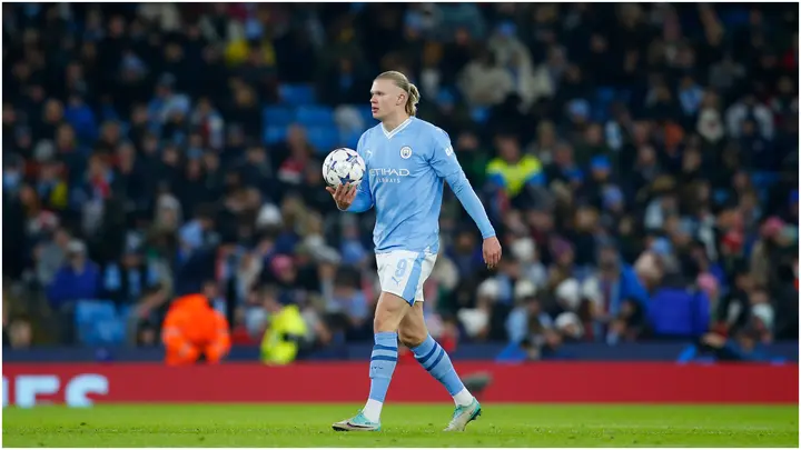 Erling Haaland reacts during the UEFA Champions League match between Manchester City and RB Leipzig at Etihad Stadium. Photo by Copa.