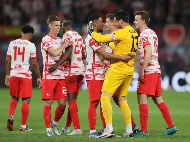 14 June 2021, Saxony, Leipzig: Football: Bundesliga, RB Leipzig. A