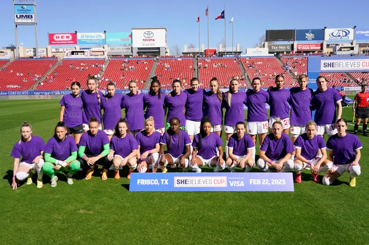 The Canada team at the recent SheBelieves Cup in the United States, which they had threatened to boycott