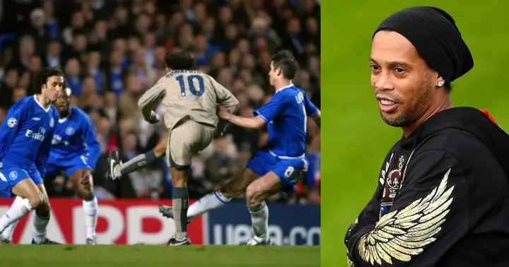 Ronaldinho playing against Chelsea in the UEFA Champions League. Credit: @10Ronaldinho