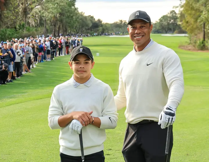 Is Tiger Woods playing golf with his son?