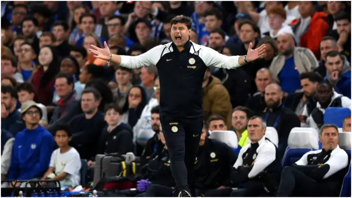 Mauricio Pochettino reacts during the Carabao Cup Third Round match between Chelsea and Brighton & Hove Albion at Stamford Bridge. Photo by Justin Setterfield.
