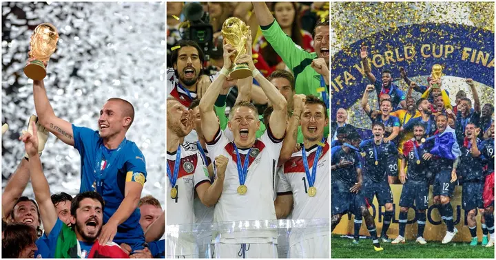 2022 World Cup, 2018 World Cup, 2014 World Cup, 2010 World Cup, 2006 World Cup, France, Germany, Italy, Spain